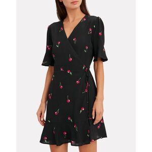 Rails‎ Aimee Wrap Dress in Cerise Cherry Print Black Size S